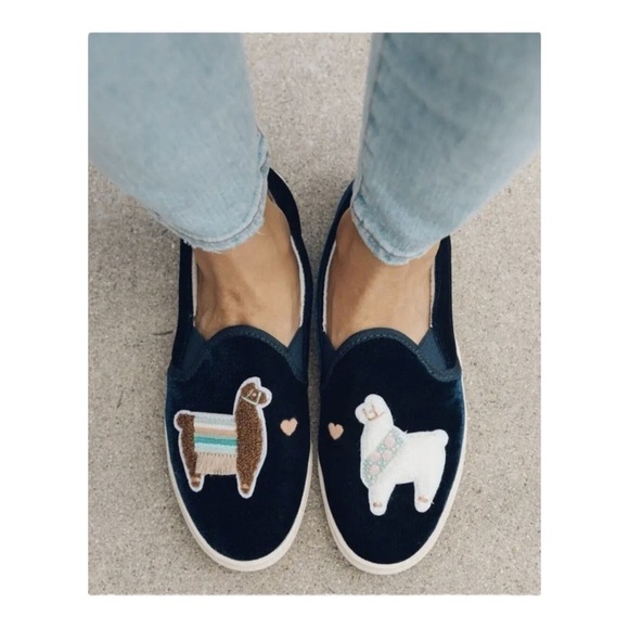 Soludos from Anthropologie Llamas in Love Velvet Slip On Sneakers - Picture 1 of 6